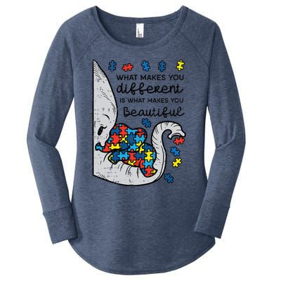 What Makes You Different Beautiful Elephant Autism Awareness Women's Perfect Tri Tunic Long Sleeve Shirt