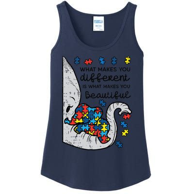 What Makes You Different Beautiful Elephant Autism Awareness Ladies Essential Tank