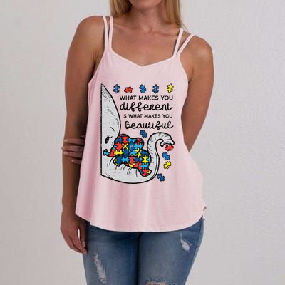 What Makes You Different Beautiful Elephant Autism Awareness Women's Strappy Tank