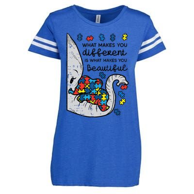 What Makes You Different Beautiful Elephant Autism Awareness Enza Ladies Jersey Football T-Shirt