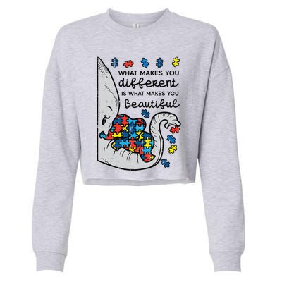 What Makes You Different Beautiful Elephant Autism Awareness Cropped Pullover Crew