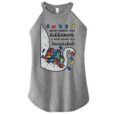 What Makes You Different Beautiful Elephant Autism Awareness Women's Perfect Tri Rocker Tank