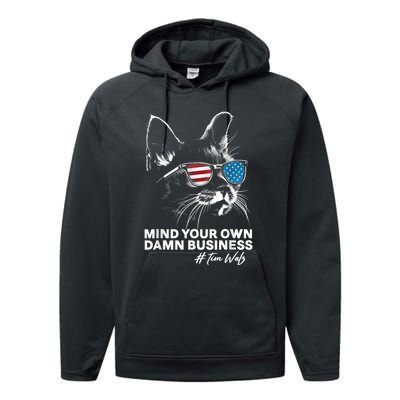 Walz Mind Your Own Damn Business Harris Waltz Cat Lady Performance Fleece Hoodie