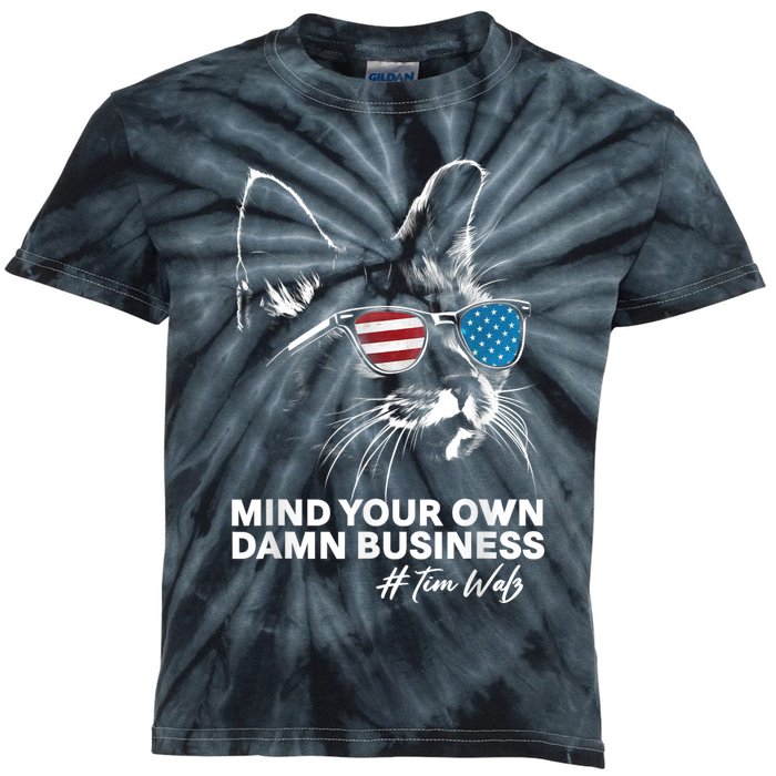 Walz Mind Your Own Damn Business Harris Waltz Cat Lady Kids Tie-Dye T-Shirt