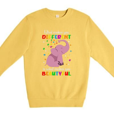 What Makes You Different Elephant Autism Awareness Day Premium Crewneck Sweatshirt