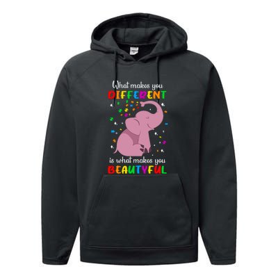 What Makes You Different Elephant Autism Awareness Day Performance Fleece Hoodie