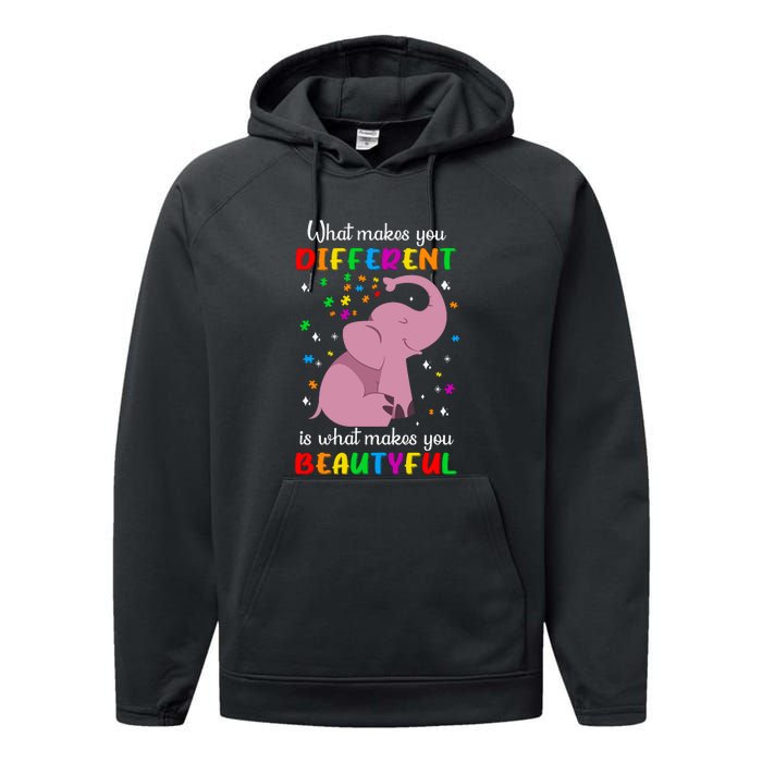 What Makes You Different Elephant Autism Awareness Day Performance Fleece Hoodie