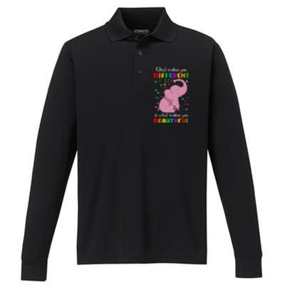 What Makes You Different Elephant Autism Awareness Day Performance Long Sleeve Polo