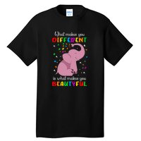 What Makes You Different Elephant Autism Awareness Day Tall T-Shirt