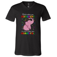 What Makes You Different Elephant Autism Awareness Day V-Neck T-Shirt