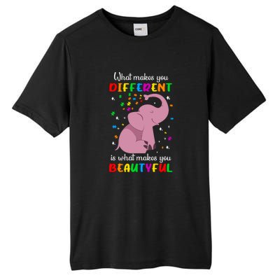 What Makes You Different Elephant Autism Awareness Day Tall Fusion ChromaSoft Performance T-Shirt