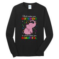 What Makes You Different Elephant Autism Awareness Day Tall Long Sleeve T-Shirt