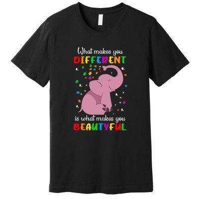 What Makes You Different Elephant Autism Awareness Day Premium T-Shirt