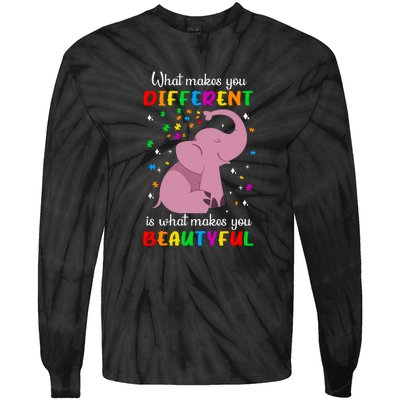 What Makes You Different Elephant Autism Awareness Day Tie-Dye Long Sleeve Shirt