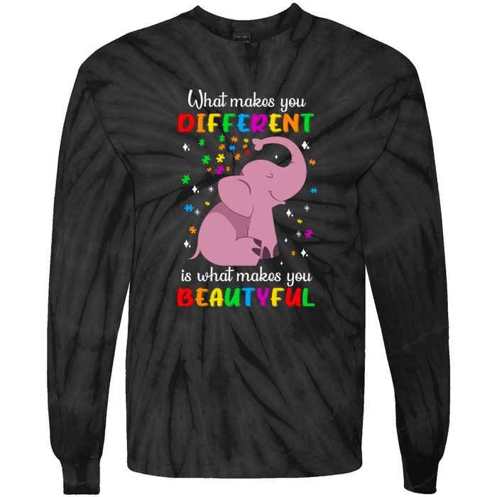 What Makes You Different Elephant Autism Awareness Day Tie-Dye Long Sleeve Shirt