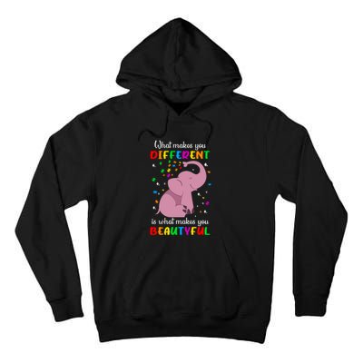 What Makes You Different Elephant Autism Awareness Day Tall Hoodie