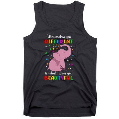 What Makes You Different Elephant Autism Awareness Day Tank Top