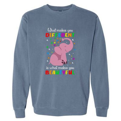 What Makes You Different Elephant Autism Awareness Day Garment-Dyed Sweatshirt