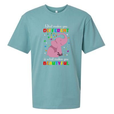 What Makes You Different Elephant Autism Awareness Day Sueded Cloud Jersey T-Shirt