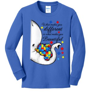 What Makes You Different Elephant Mom Autism Awareness Gift Kids Long Sleeve Shirt