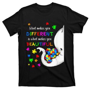 What Makes You Different Elephant Mom Autism Child Awareness (1) T-Shirt