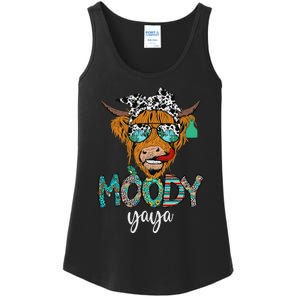 Western Moody Yaya Sunglasses Highland Cows Country Lover Ladies Essential Tank