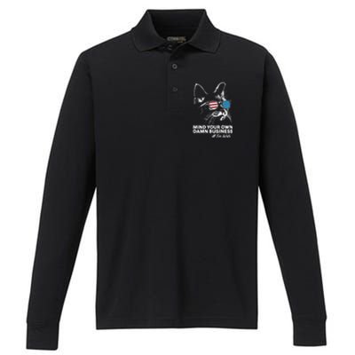 Walz Mind Your Own Damn Business Harris Waltz Cat Lady Performance Long Sleeve Polo