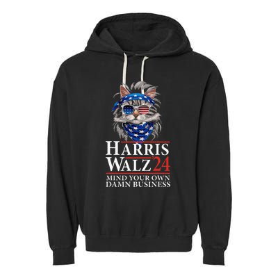 Walz Mind Your Own Damn Business Harris Waltz Cat Lady Garment-Dyed Fleece Hoodie