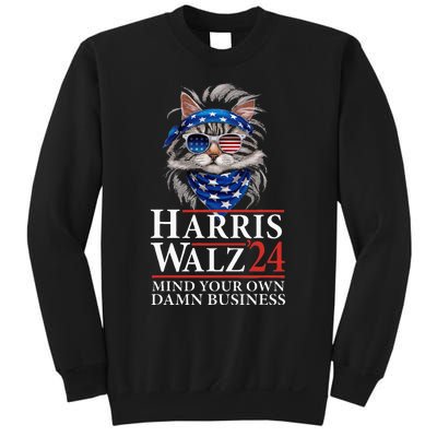 Walz Mind Your Own Damn Business Harris Waltz Cat Lady Sweatshirt