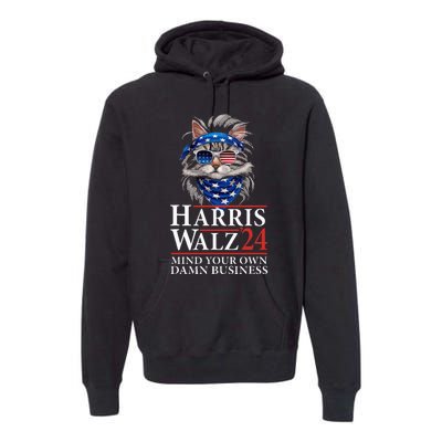 Walz Mind Your Own Damn Business Harris Waltz Cat Lady Premium Hoodie