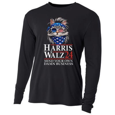 Walz Mind Your Own Damn Business Harris Waltz Cat Lady Cooling Performance Long Sleeve Crew