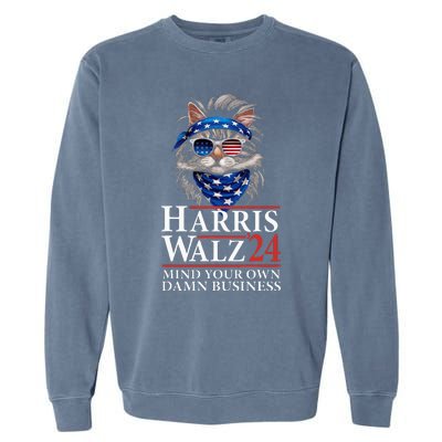 Walz Mind Your Own Damn Business Harris Waltz Cat Lady Garment-Dyed Sweatshirt