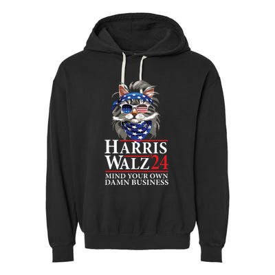 Walz Mind Your Own Damn Business Harris Waltz Cat Lady Garment-Dyed Fleece Hoodie