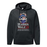 Walz Mind Your Own Damn Business Harris Waltz Cat Lady Performance Fleece Hoodie