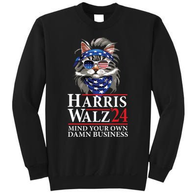 Walz Mind Your Own Damn Business Harris Waltz Cat Lady Sweatshirt