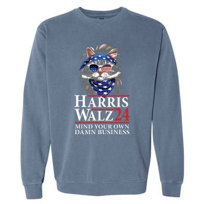 Walz Mind Your Own Damn Business Harris Waltz Cat Lady Garment-Dyed Sweatshirt