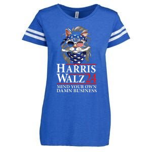 Walz Mind Your Own Damn Business Harris Waltz Cat Lady Enza Ladies Jersey Football T-Shirt