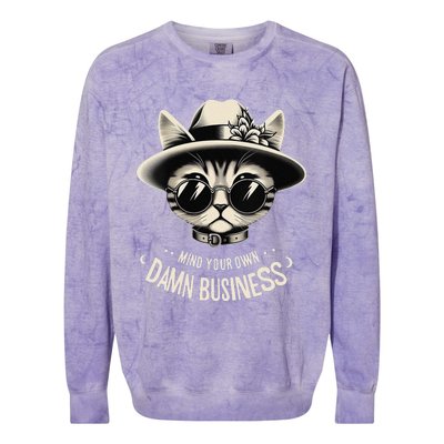 Walz Mind Your Own Damn Business Harris Waltz Cat Lady Colorblast Crewneck Sweatshirt