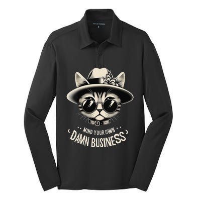 Walz Mind Your Own Damn Business Harris Waltz Cat Lady Silk Touch Performance Long Sleeve Polo