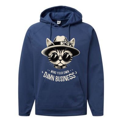 Walz Mind Your Own Damn Business Harris Waltz Cat Lady Performance Fleece Hoodie