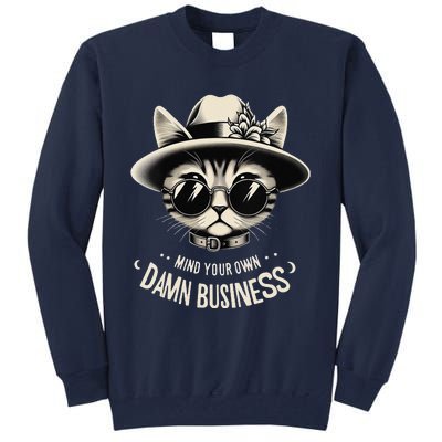 Walz Mind Your Own Damn Business Harris Waltz Cat Lady Tall Sweatshirt