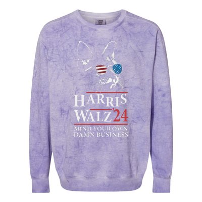 Walz Mind Your Own Damn Business Harris Waltz Cat Lady Colorblast Crewneck Sweatshirt