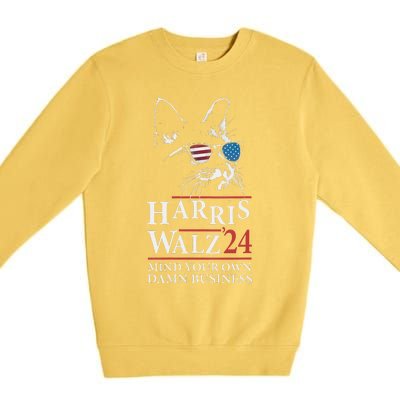 Walz Mind Your Own Damn Business Harris Waltz Cat Lady Premium Crewneck Sweatshirt