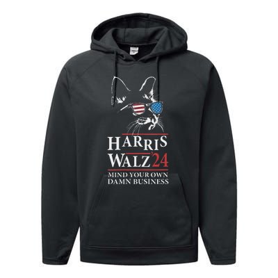 Walz Mind Your Own Damn Business Harris Waltz Cat Lady Performance Fleece Hoodie