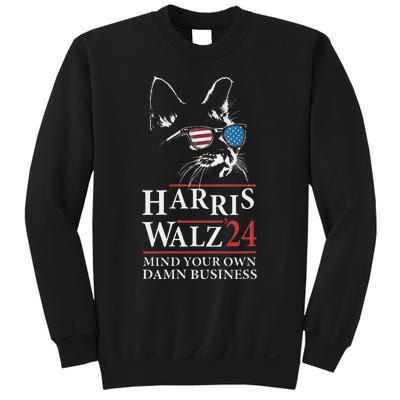 Walz Mind Your Own Damn Business Harris Waltz Cat Lady Sweatshirt