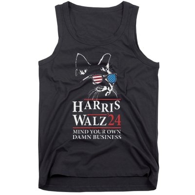 Walz Mind Your Own Damn Business Harris Waltz Cat Lady Tank Top