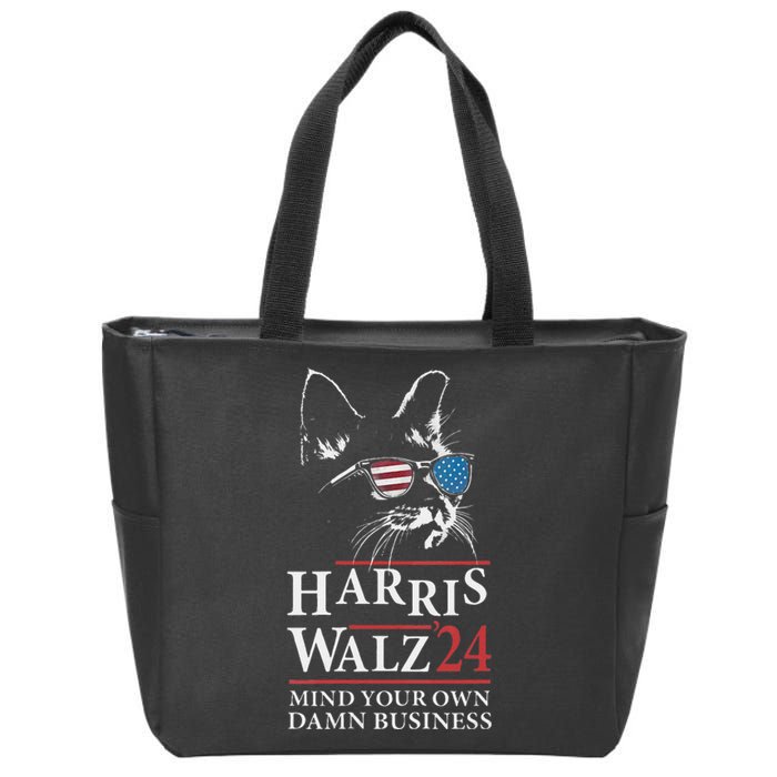 Walz Mind Your Own Damn Business Harris Waltz Cat Lady Zip Tote Bag