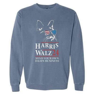 Walz Mind Your Own Damn Business Harris Waltz Cat Lady Garment-Dyed Sweatshirt