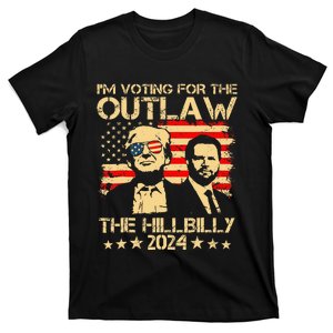 Trump Vance 2024 Outlaw Hillbilly Vintage USA Flag  T-Shirt