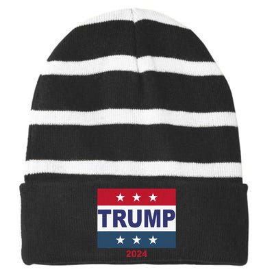 Trump 45 47 Support 2024 Election Day Your Vote Matters  Striped Beanie with Solid Band